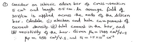 Solved Consider An Intrinsic Silican Bar Of Cross Section 5 Chegg