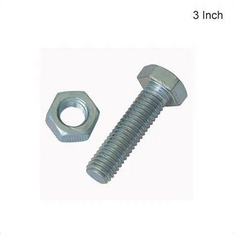 Silver 3 Inch Ms Hex Bolt Nut At Best Price In Ludhiana R N Enterprises