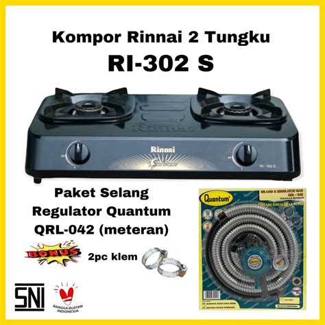 Jual Paket Kompor Gas Rinnai 2 Tungku RI 302S Free Selang Regulator