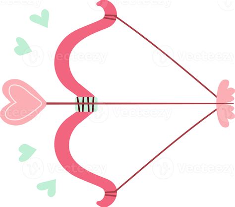 Cupid Bow And Arrow With A Heart Doodle In Cartoon Style Valentines