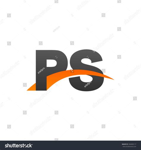 PS Initial Overlapping Swoosh Letter Logo Black Royalty Free Stock