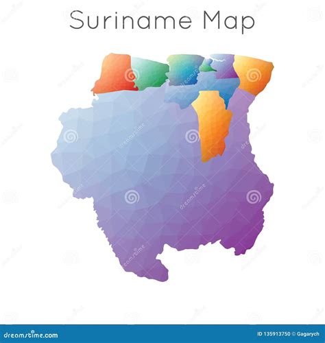 Low Poly Map Of Suriname Stock Vector Illustration Of Atlas 135913750