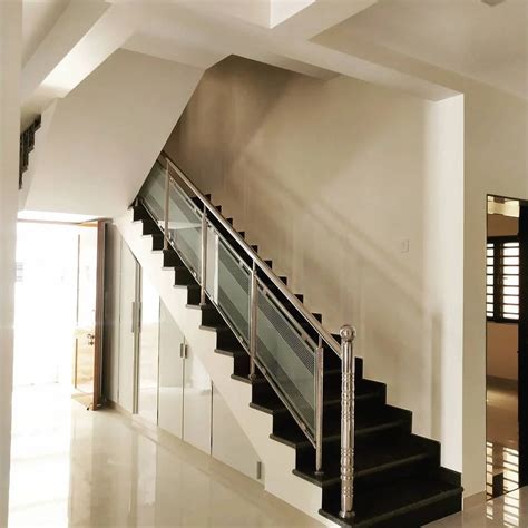 Silver Stairs Mm Stainless Steel Glass Staircase Railing For Home At