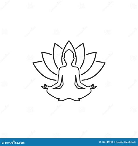 Icono De Línea De Yoga Silueta De Posición De Loto Forma Vectorial