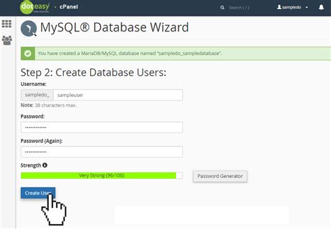 Setting Up Your First Database With Mysql Database Wizard Doteasy Web Hosting Canada