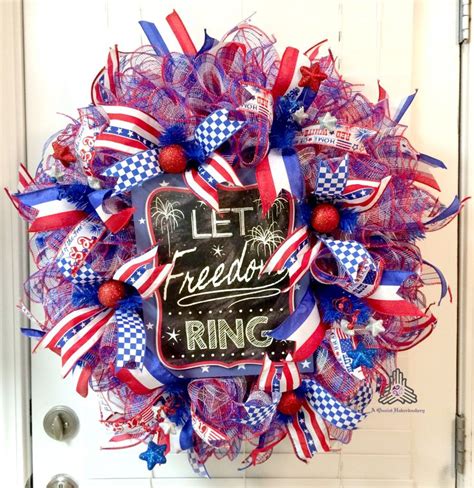 Let Freedom Ring Patriotic Ruffle Deco Mesh Wreath Deco Mesh Wreath