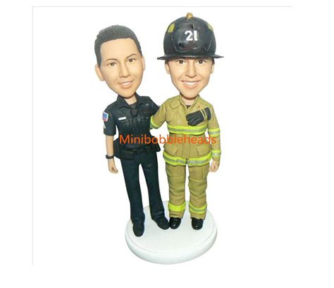 Custom Personalize Handmade Dolls Gay Figure Police And Fireman Cooperation Bobbleheads Fimo