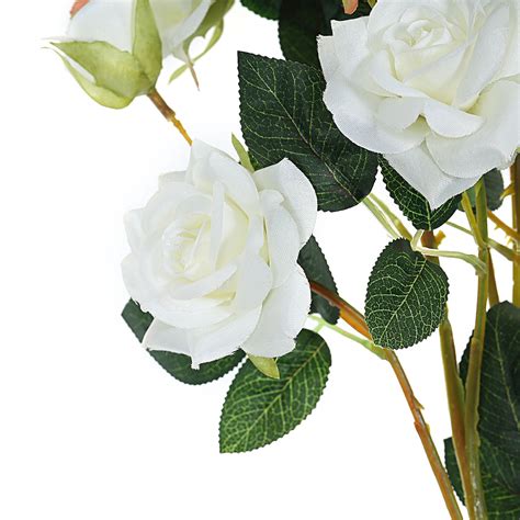 Efavormart Pack Of 2 38 Cream Silk Long Stem Roses Artificial Flowers