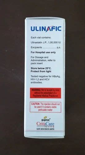 Ulinafic Ulinastatin For Injection 100000 IU Box At Rs 1100 Vial