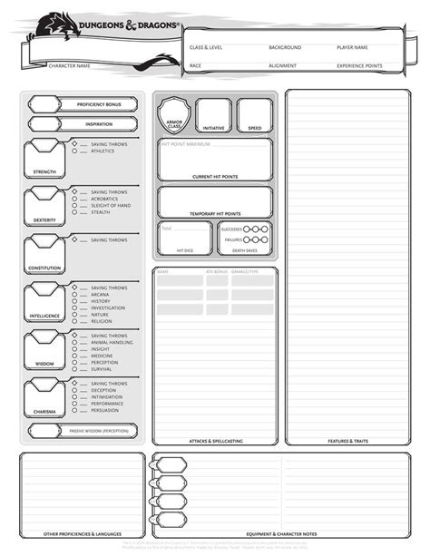 Dnd 5e Completed Character Sheet