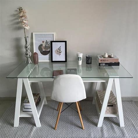 Mesa De Computador De Vidro - Mesa De Computador Com Vidro Louisiana Branco | Leroy Merlin