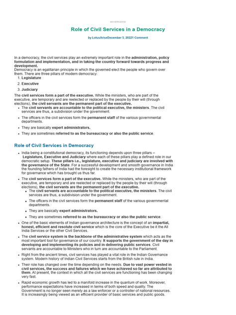 12 Role Of Civil Services In A Democracy Upsc Pdf Civil Service