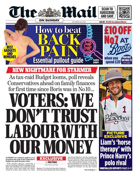 Mail On Sunday Front Page 20th Of October 2024 Tomorrow S Papers Today