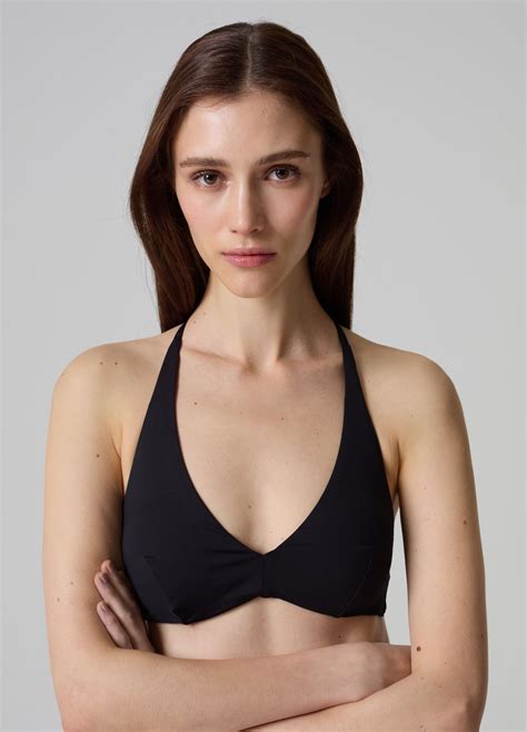 Solid Colour Triangle Bikini Top Noir PIOMBO Pour Femme OVS