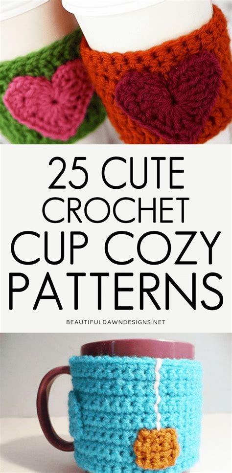 25 Free Crochet Cup Cozy Patterns Beautiful Dawn Designs Cup Cozy