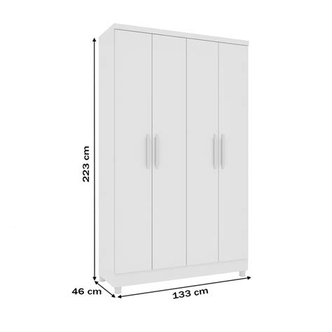 Guarda Roupa Solteiro Amsterdam 4 Portas 2 Gavetas Neve Tcil Móveis