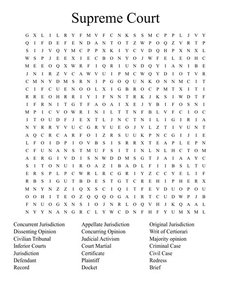 Supreme Court Vocabulary Word Search WordMint