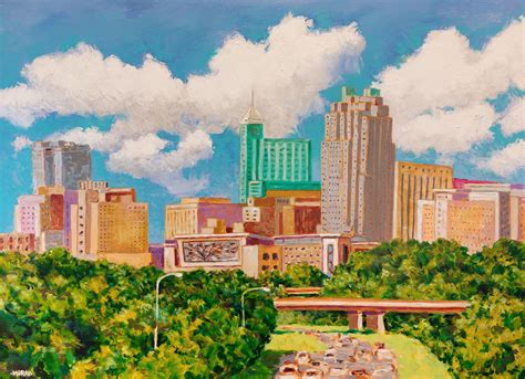 "Downtown Raleigh, NC" - Mid-Century Abstraction, Jazz, Coastal, and