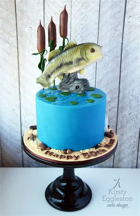 50th Birthday Fondant Bass Fishing Cake By Kirsty Eggleston Cake Design