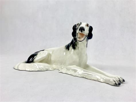 Art Deco Borzoi Greyhound Statue In Porcelain From Royal Dux Bohemia