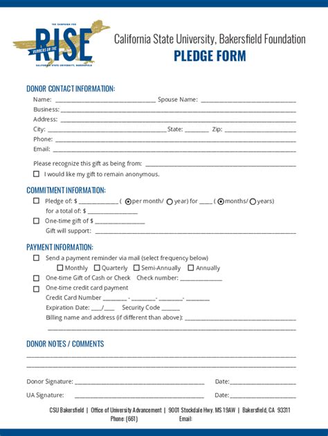 Fillable Online CSUB Foundation Pledge Form Fax Email Print PdfFiller