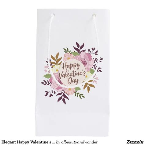 Elegant Happy Valentine S Day Floral Gift Bag Zazzle Wedding