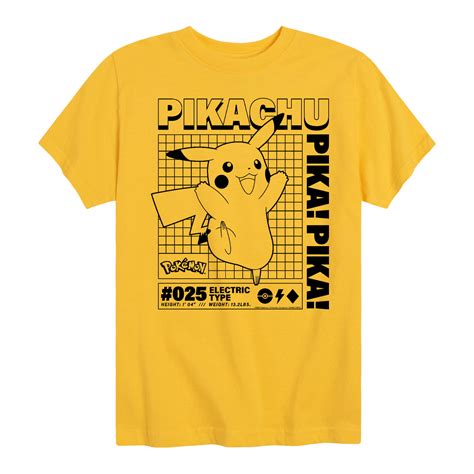 Pokémon Pikachu Info Chart Youth Short Sleeve Graphic T Shirt