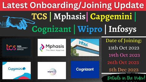 Latest Joining And Onboarding Update TCS Wipro Mphasis Capgemini