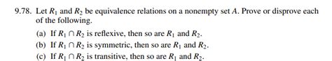 9 78 Let R1 And R2 Be Equivalence Relations On A Chegg