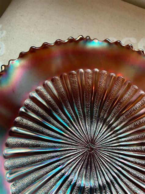 Vintage Northwood Carnival Glass Stippled Rays Bowl Etsy