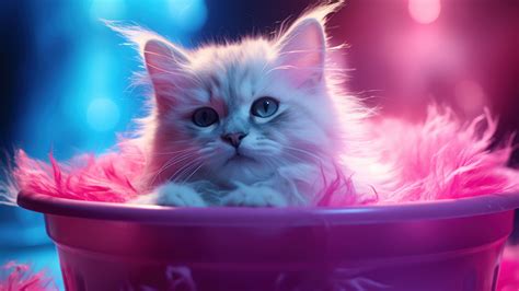 Cute Pink Cat Wallpaper Hd 4k