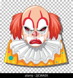 Cabeza de payaso aterradora en la ilustración de fondo de la rejilla