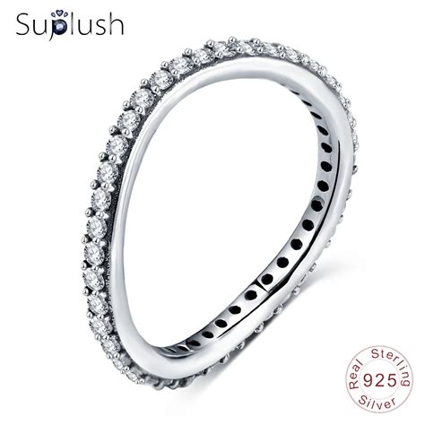 Suplush New 925 Sterling Silver Rings For Women Irregular Shape Aaa