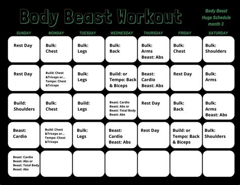 Body Beast Workout Sheet Fill Out Printable PDF Forms Online