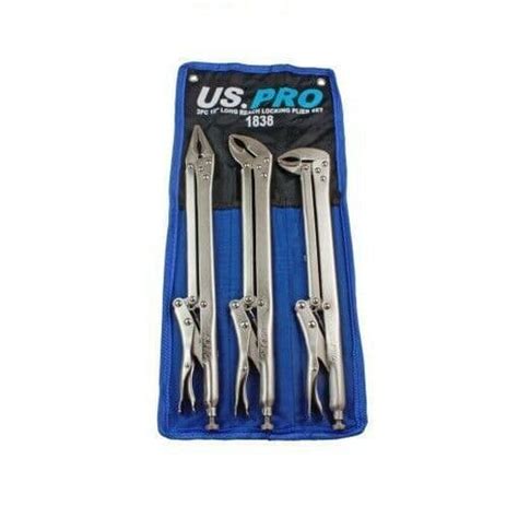 3pc Extra Long Reach Locking Plier Set Us Pro 1838