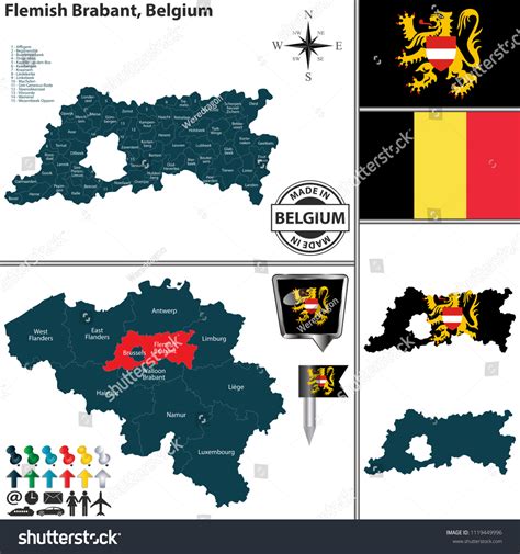 Vector Map Flemish Brabant Region Location Stock Vector (Royalty Free ...