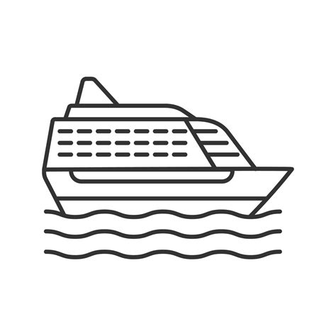 Cruise ship linear icon. Thin line illustration. Ocean liner. Contour symbol. Vector isolated ...