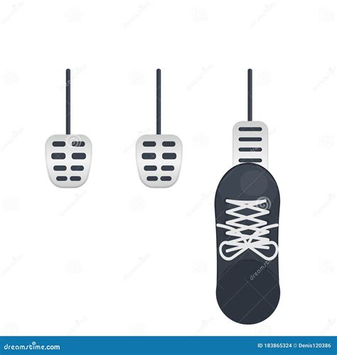 Car Pedal. Press The Pedal With Your Foot. Brake Vector Illustration ...