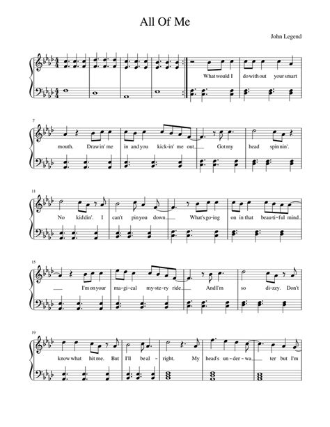 All Of Me Sheet Music For Piano Solo