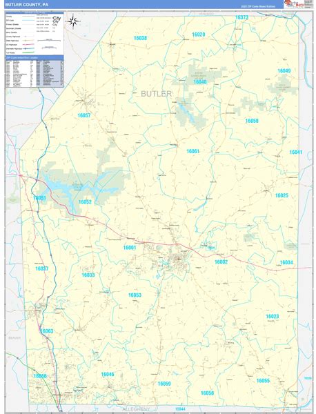 Wall Maps of Butler County Pennsylvania - marketmaps.com