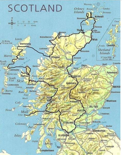 printable tourist map  scotland printable learning sheets