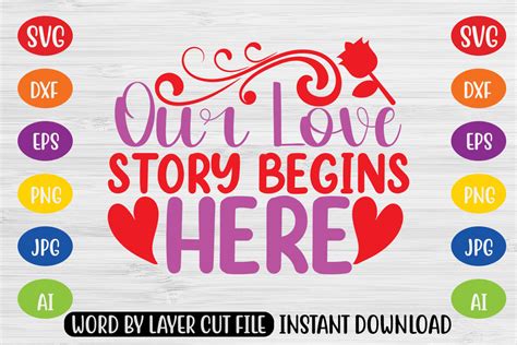 Our Love Story Begins Here Svg Vdesign Illustration Par Kfcrafts