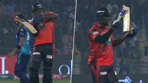 Carlos Brathwaites Bat Breaks While Trying To Hit Shahnawaz Dahanis