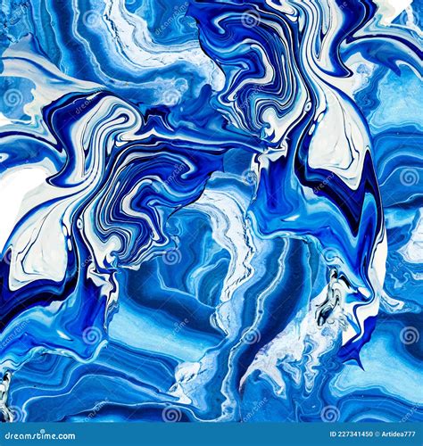 Blue Abstract Background With Luxury Liquid White Blue Marble Texture