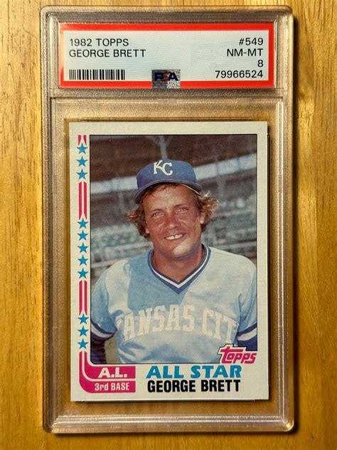 1982 TOPPS BASEBALL CARD 549 GEORGE BRETT ALL STAR PSA 8 NM MT K C