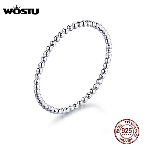 Wostu Real Sterling Silver Rings New Desgin Simple Stylish