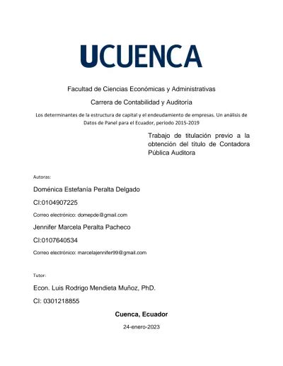 Los Determinantes De La Estructura De Capital Y El Endeudamiento De