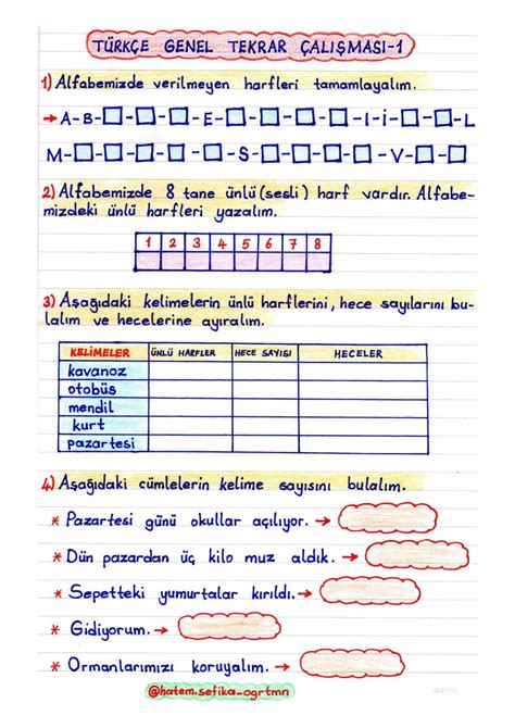 S N F Sene Ba Genel Tekrar Etkinlikleri Etkinlikleri