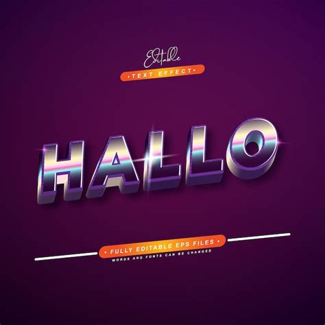 Premium Vector Purple 3d Hallo Text Effect