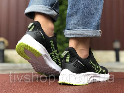 Мужские демисезонные кроссовки Asics черно белые \ салатовые 42, цена ...